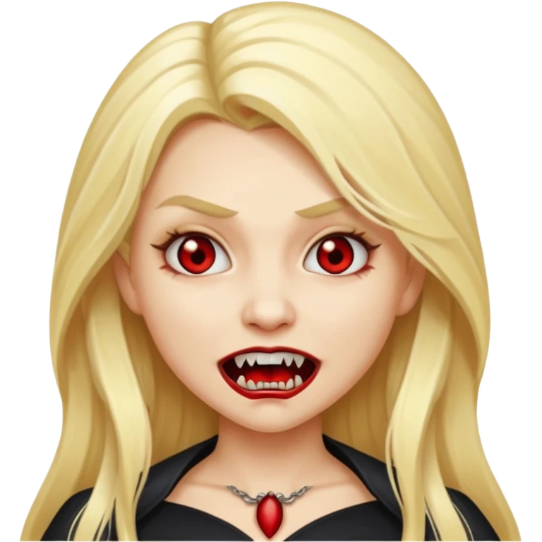 сделай смайлик девушку вампиршу блондинку с длинными волосами и клыками в стиле айфоновских эмодзи 👩🏼 emoji