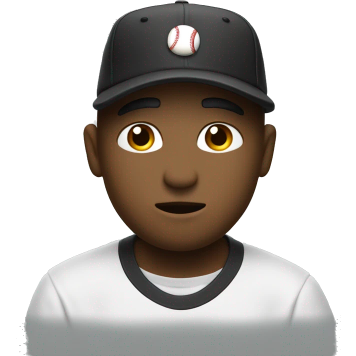 Thinking emoji 🤔 with a hat, a baseball hat, doing 👉🏻 with one hand. The emoji must be black emoji