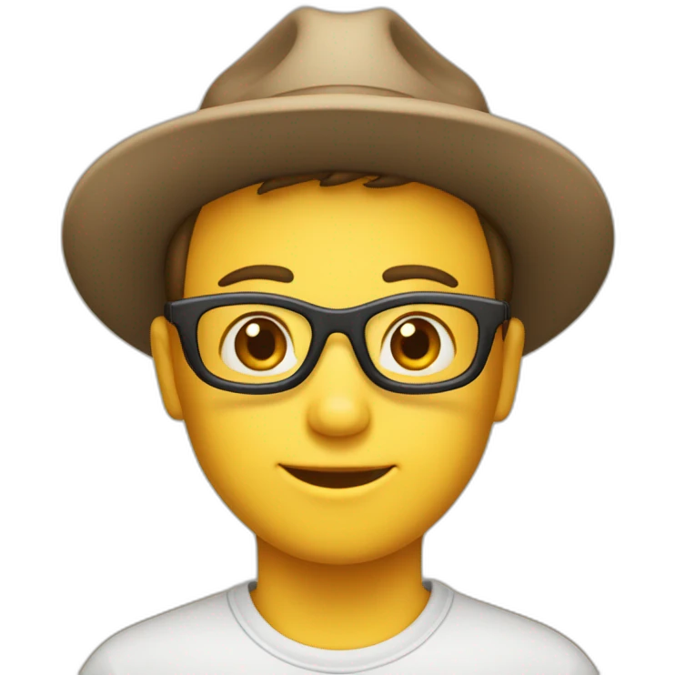 Een kind van 11 jaar oud met een bril en een hoed emoji