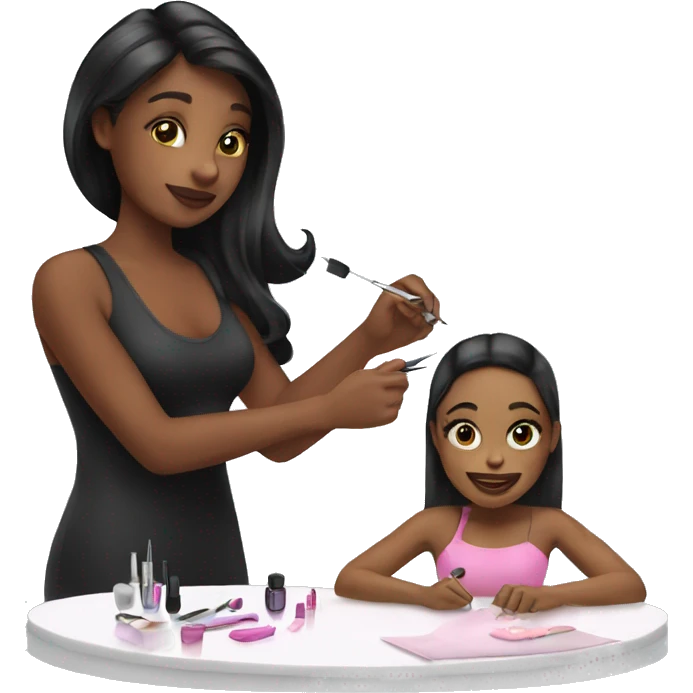girl doing nails her client  emoji