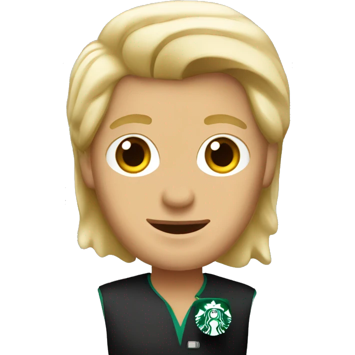 starbucks blonde male barista with coffee emoji