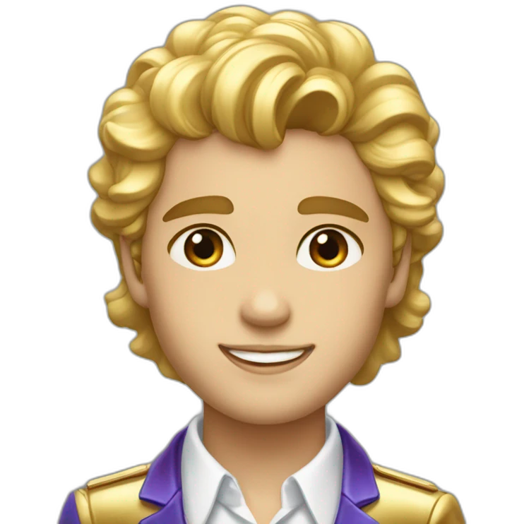 Posh-boy-with-golden-suit-and-blue-eyes-and-rainbow-unicorn-hair emoji