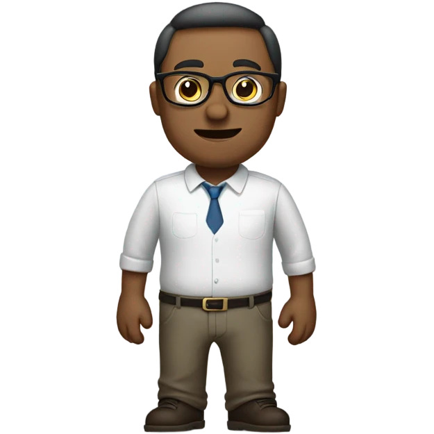a man wear glasses with two hands on hips emoji