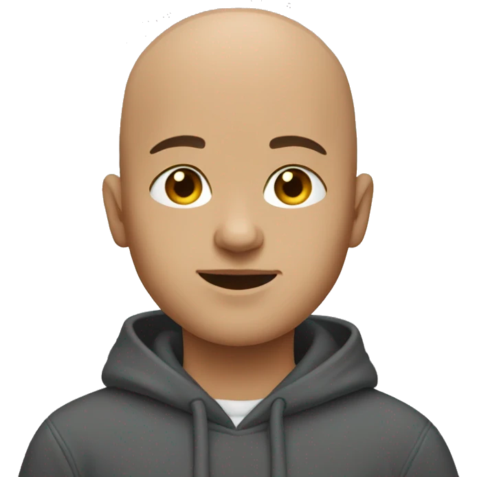 bald boy with dark grey hoodie emoji