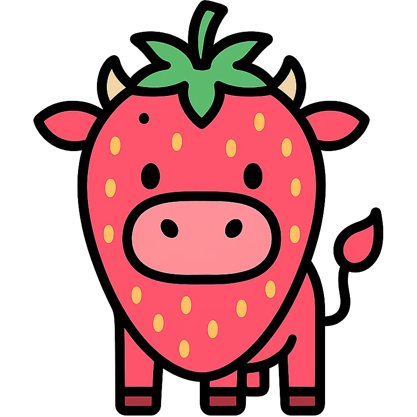 a strawberry cow, color outline icon style emoji