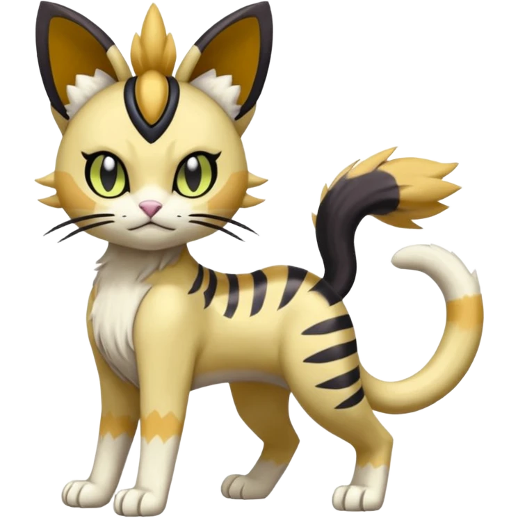 Meloetta-Meowth-Gatomon-Liepard-Pokémon-Digimon-Fakémon-fusion-hybrid-creature emoji