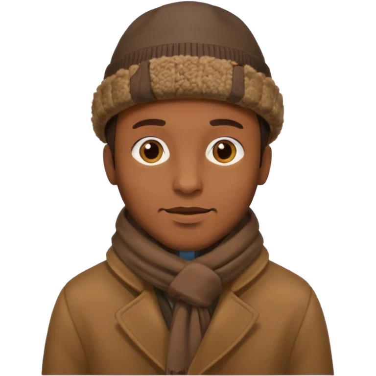 man with brown winter clothes emoji