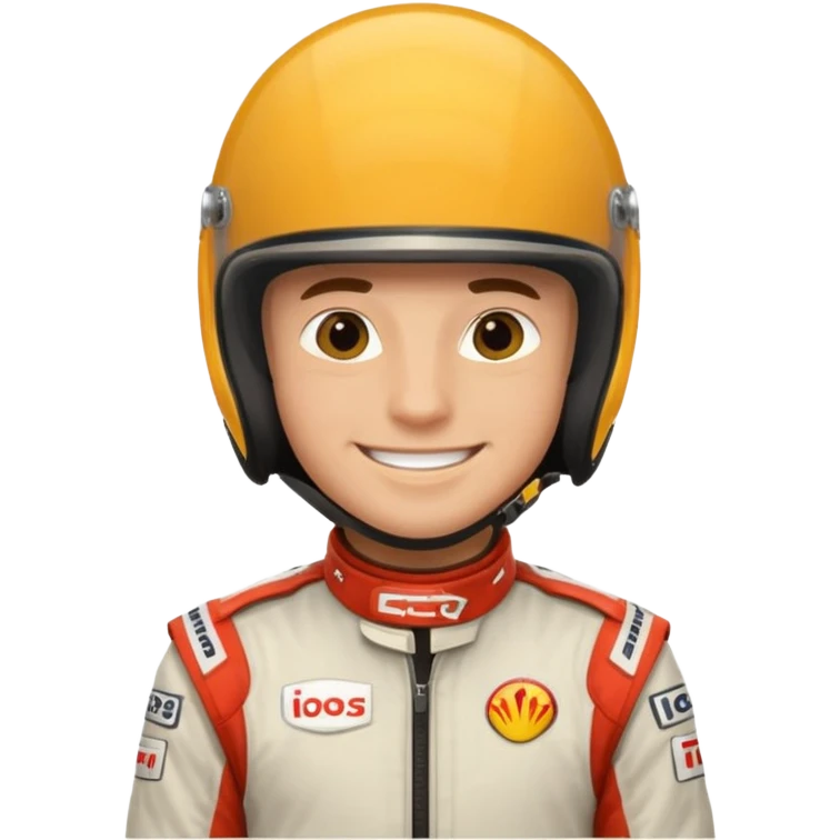 Male F1 racer, helmet on, racing suit emoji