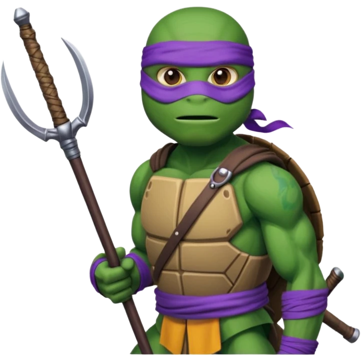 Donatello from Teenage Mutant Ninja Turtles, wearing a purple mask emoji
