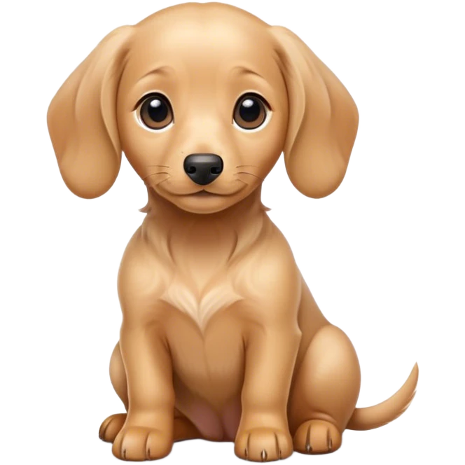 kawaii disney blonde silky daschund puppy sitting happily emoji