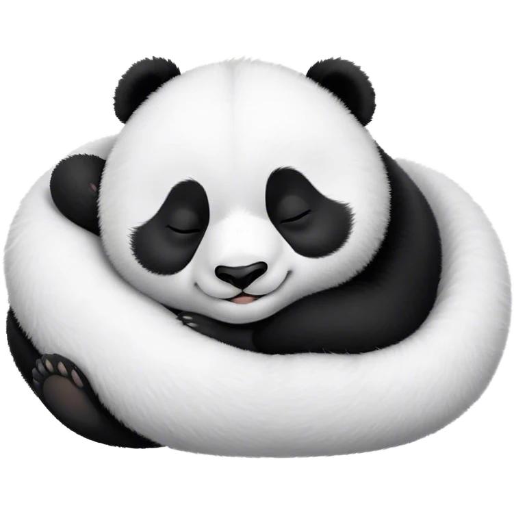 Meme-Worthy Cute Sleeping Baby Panda Portrait Emoji, Head resting peacefully with a contented smile, showcasing a tiny, irresistibly fluffy build and a luxuriously soft black and white Fur, eyes shut in a serene, restful nap, Simplified yet hilariously adorable features, highly detailed, glowing with a soft, drowsy light, high shine, relaxed and utterly lovable, stylized with an air of playful laziness, bright and heartwarming, soft glowing outline, capturing the essence of a comically sleepy baby panda, so meme-worthy it feels like it could instantly become the next viral sensation of adorable slumber! emoji