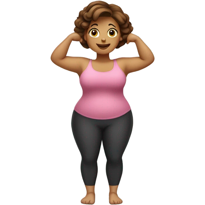 Pretty voluptuous Woman with short brown hair doing Pilates exercises  emoji