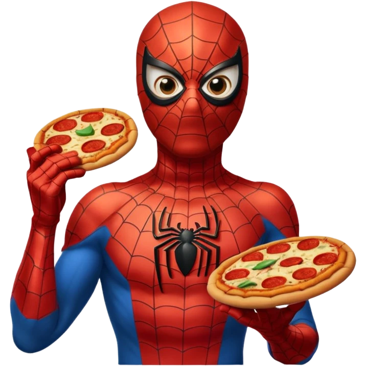 spiderman, wearing ancient custome, with pizza emoji