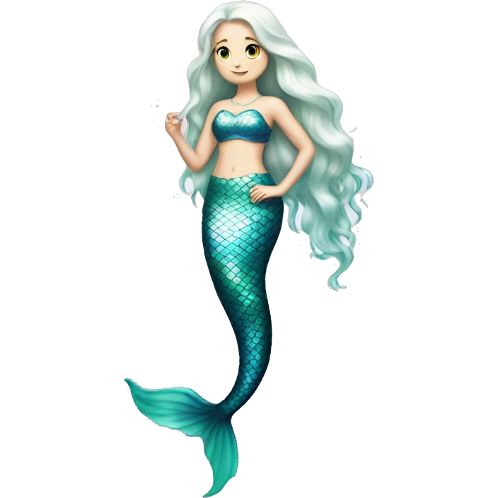 Iridescent mermaid white girl with iridescent tail emoji