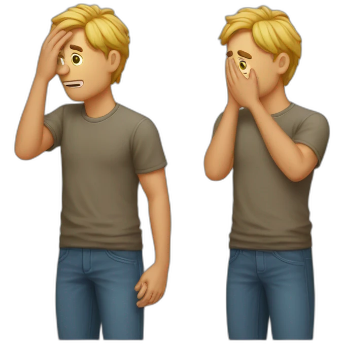Guy facepalming and flipping off emoji