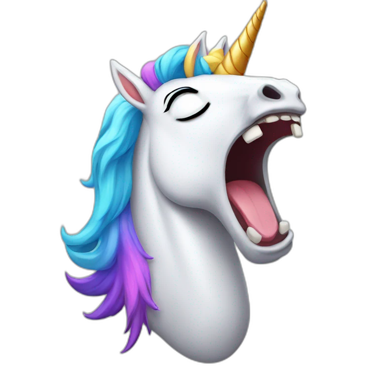 yawning unicorn emoji