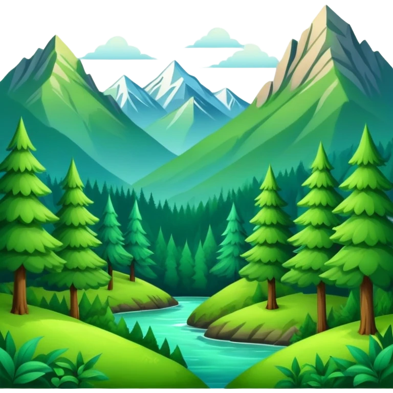 lush green forest with mountains emoji