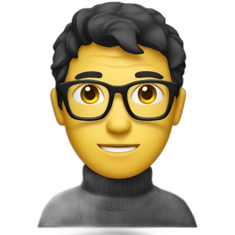 White man with yellow tinted glasses and black hair in a jumper sitting on a chair emoji