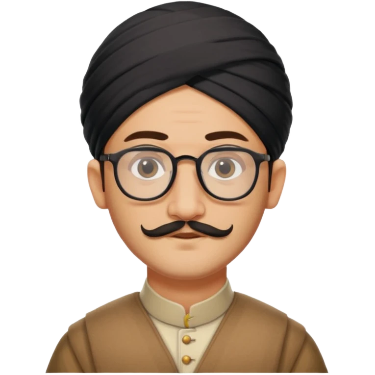 A kashmiri  criminal daku whose white face is somewhat triangular and little facial hair wears specs emoji