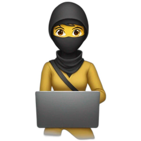 woman ninja programmer with laptop emoji