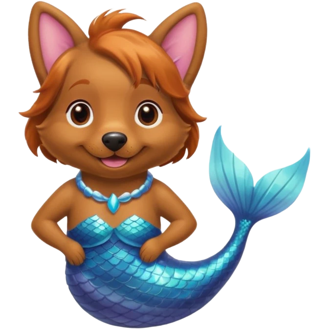 Happy brown dog with mermaid tail emoji