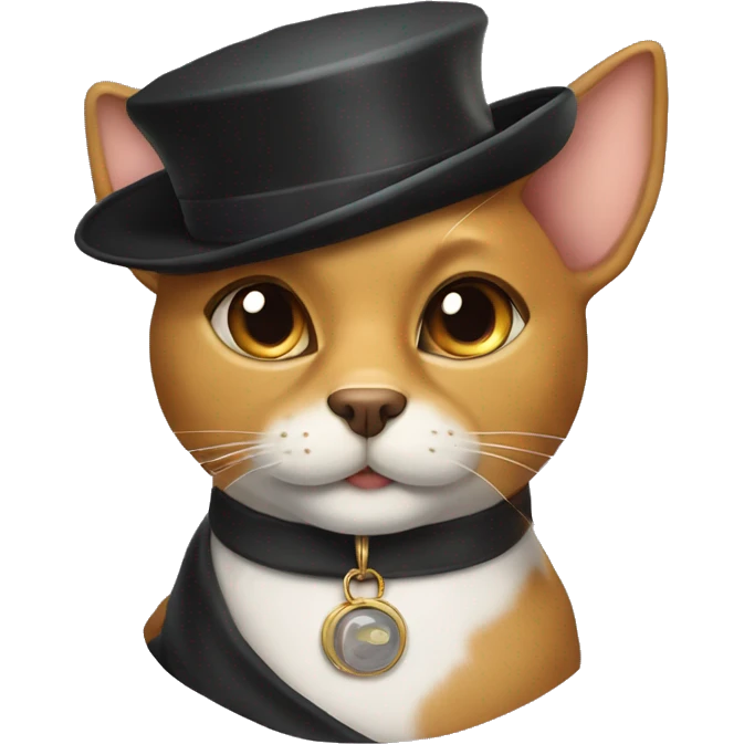 catdog half dog in a hat and monocle and a cat in a beret and necklace emoji