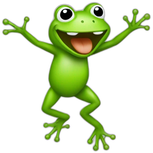 Dancing frog, white outline emoji