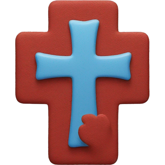 Blue cross red background emoji