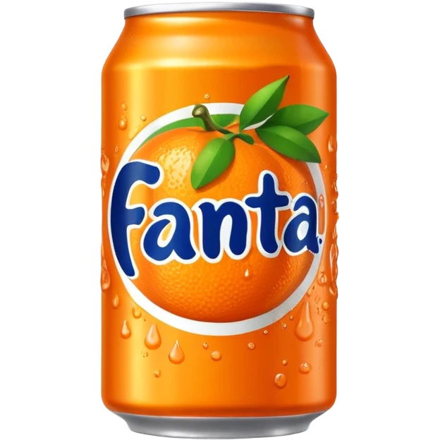 Draw a bright orange Fanta can with the bold logo & fruit graphics. emoji