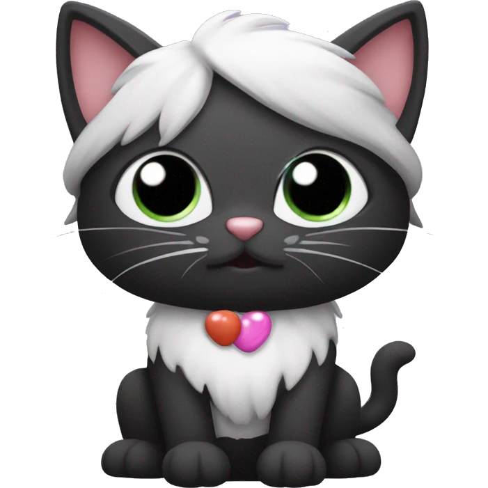 gato preto com a boca branca e olhos meiguinhos e doces emoji