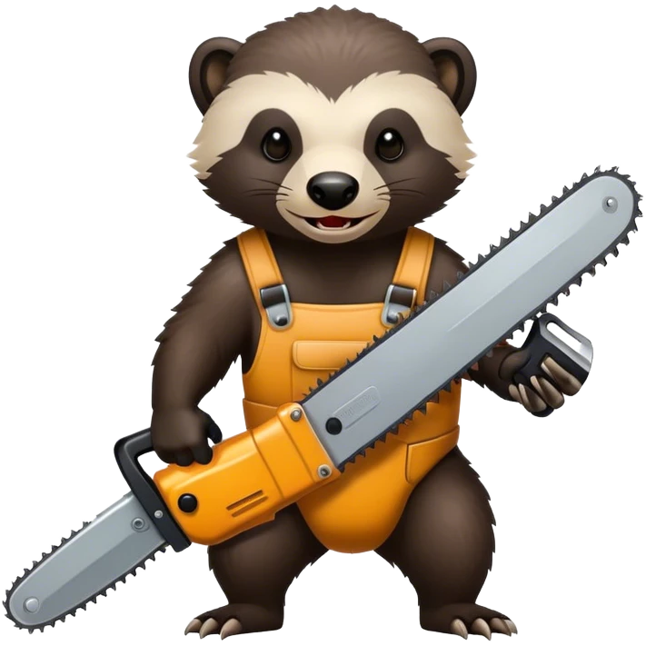 Realistic Honey badger holding a chainsaw going crazy  emoji