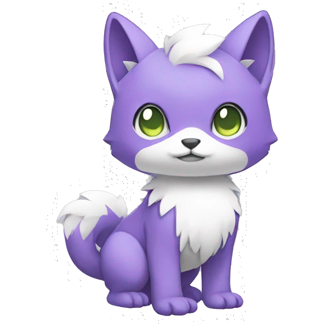 Cute cool purple white lime animal hybrid Fakemon full body emoji
