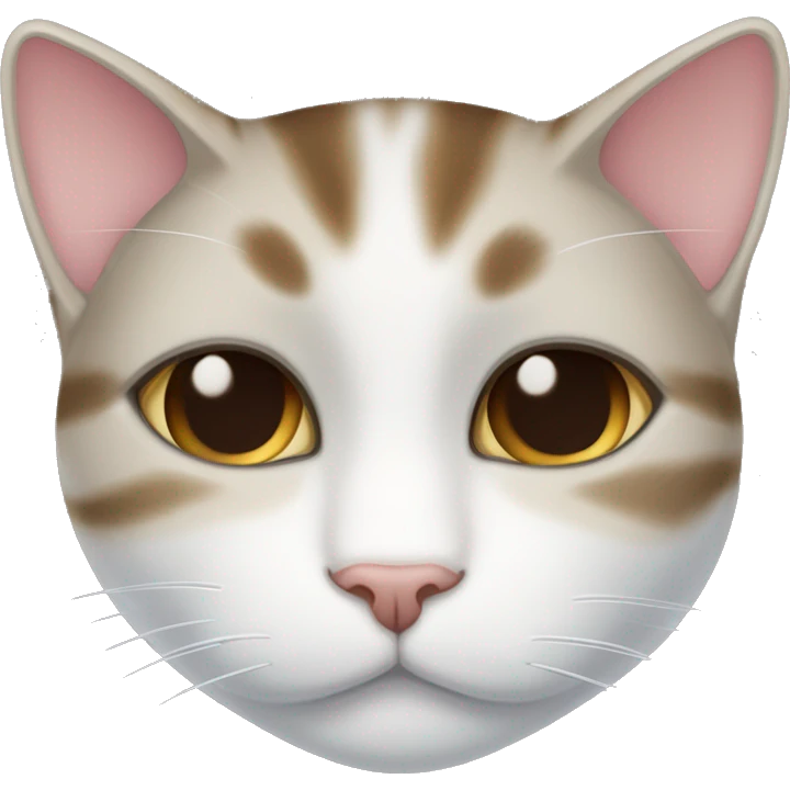 Sleeping White cat with dark brown tabby tail and dark brown tabby on forehead middle parted, white ears. emoji