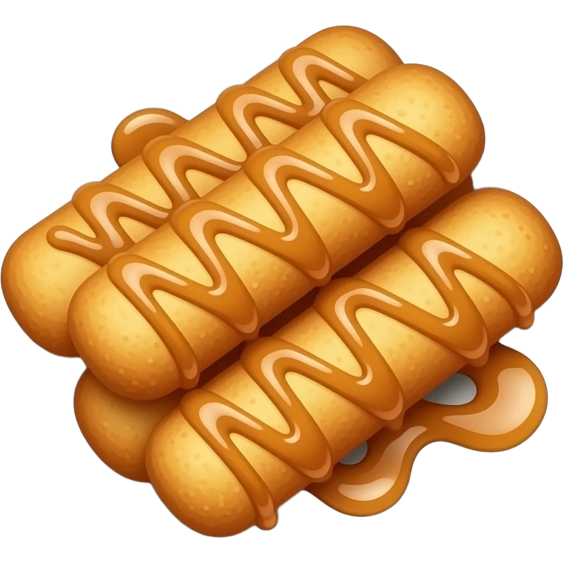 banana fritter sticks with caramel sauce on plate emoji