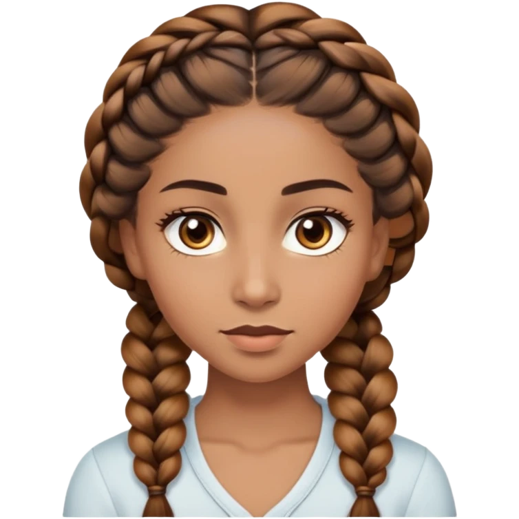 Yeux vairons coter œil gauche marron clair puis œil coter droite marron foncée , femme , cheveux Braids une raye sur le coter de couleur marron dorée , couleur de peau marron un tout petit peu clair ( brownskin) , forme de yeux amande  emoji