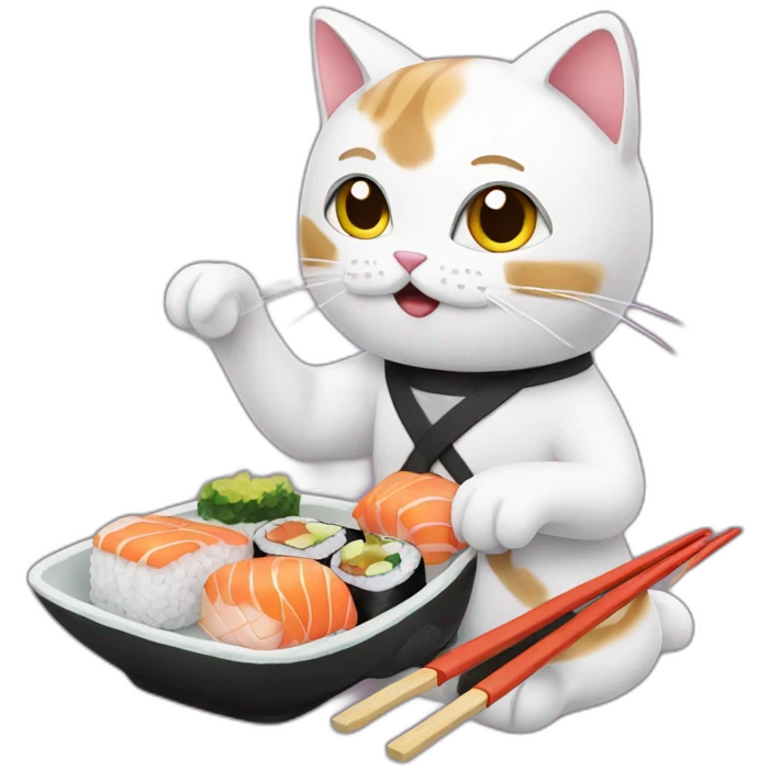 cat serving sushi emoji