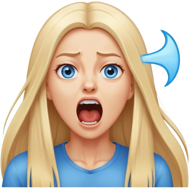 beautiful white girl with long straight blonde hair blue eyes screaming yelling in pain emoji