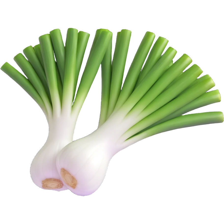 chopped green onions, clean, minimal, cute, well-lit, soft shadow, white background emoji