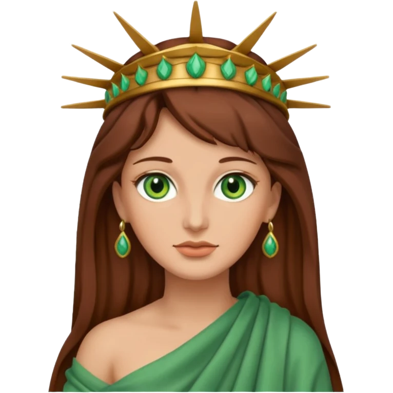 Lady Liberty with green eyes, brown hair emoji