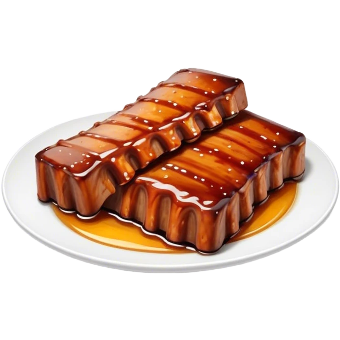 Honey Glazed BBQ Ribs Cinematic Realistic Honey Glazed BBQ Ribs Dish Emoji, depicted as a small portion of tender, honey-glazed ribs with a sticky, smoky finish, rendered with rich textures and warm, dynamic lighting. emoji