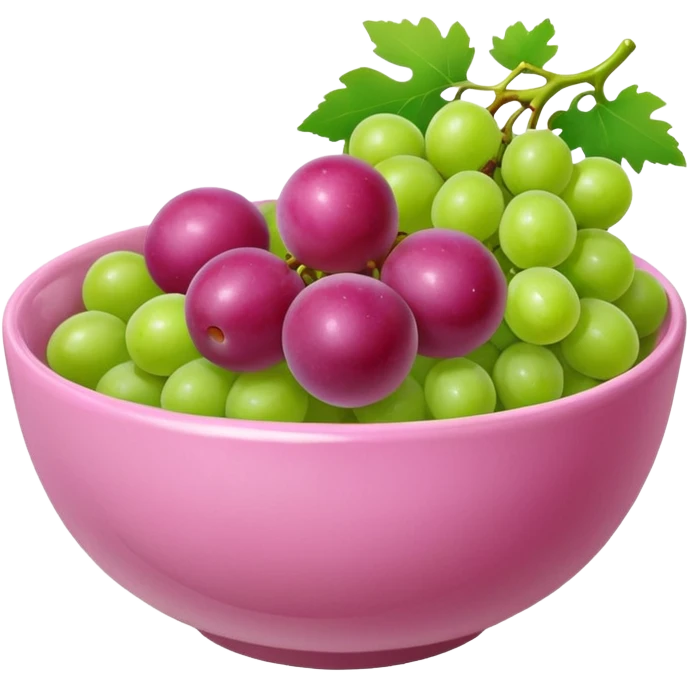 Pink bowl with green grapes emoji