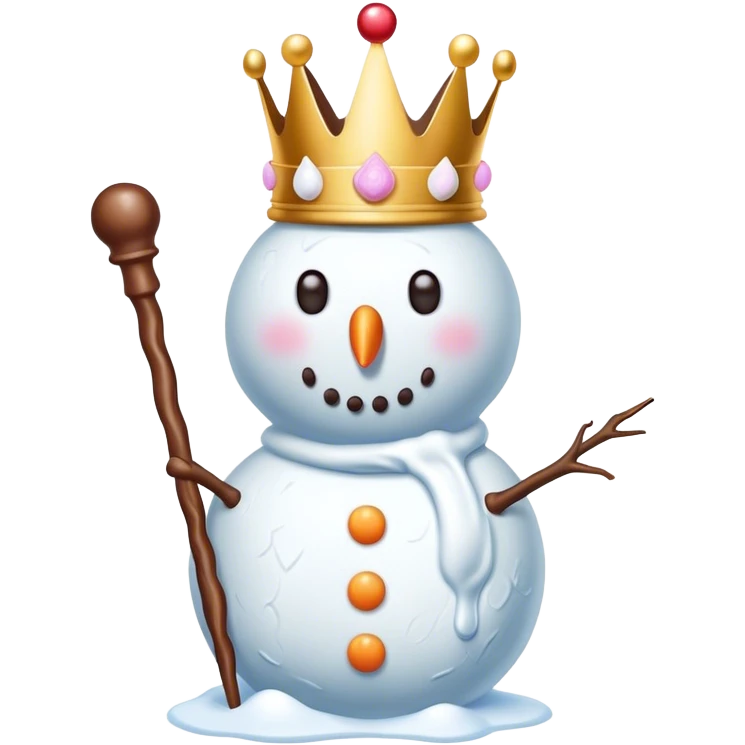 Ice cream snowman with a crown and cane made of ice cream  emoji