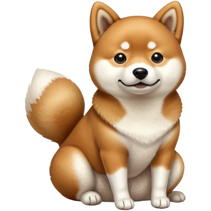 A Shiba Inu sitting on the poop emoji