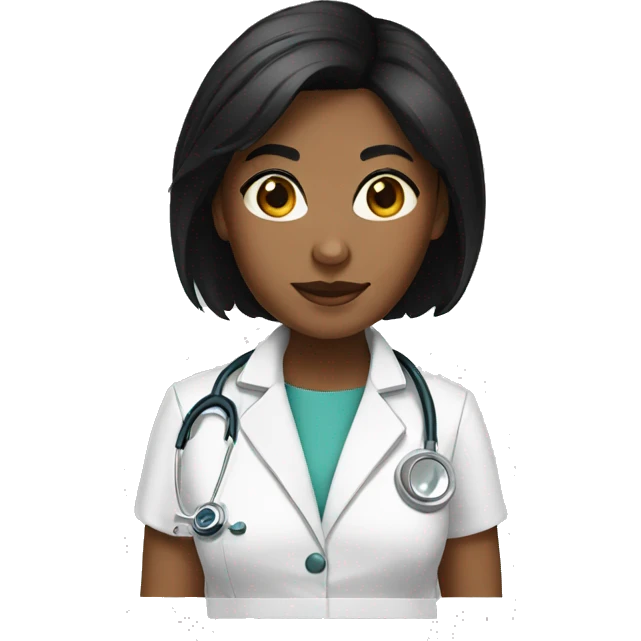 Woman doctor brown skin short black hair emoji