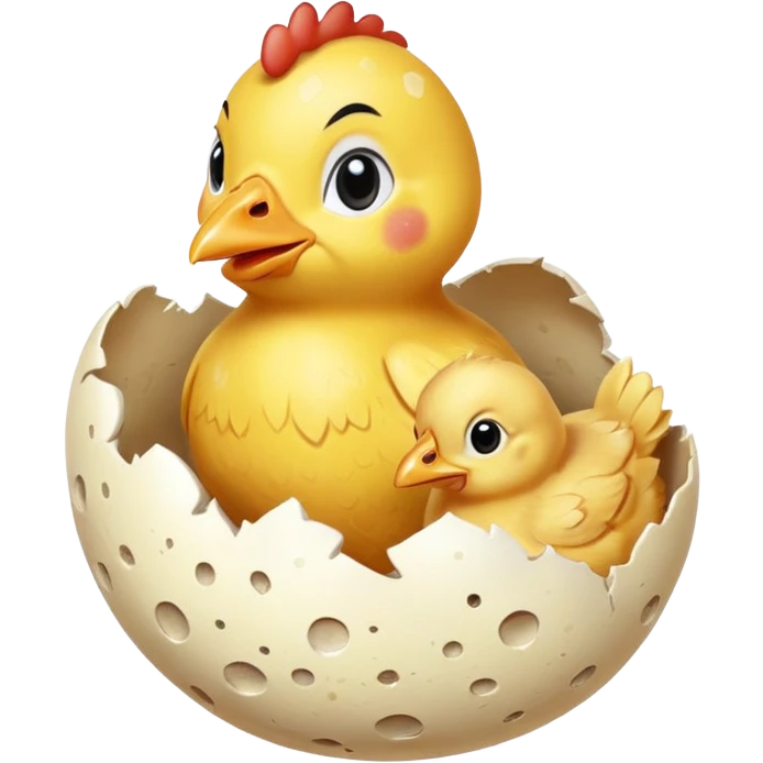 a cracked egg with a baby chicken emerging emoji