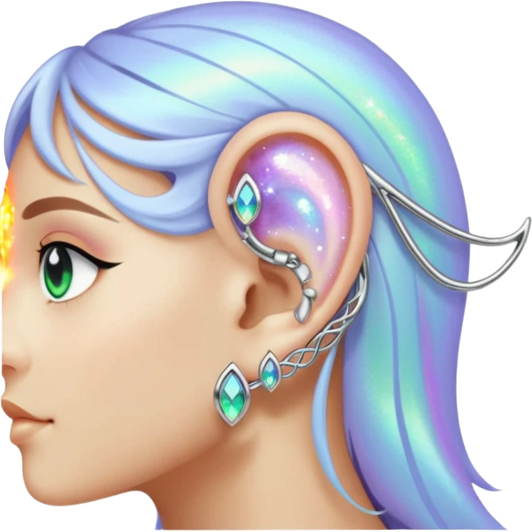 Elvish fae shiny sparkly iridescent translucent diaphanous ear climber ear cuff emoji