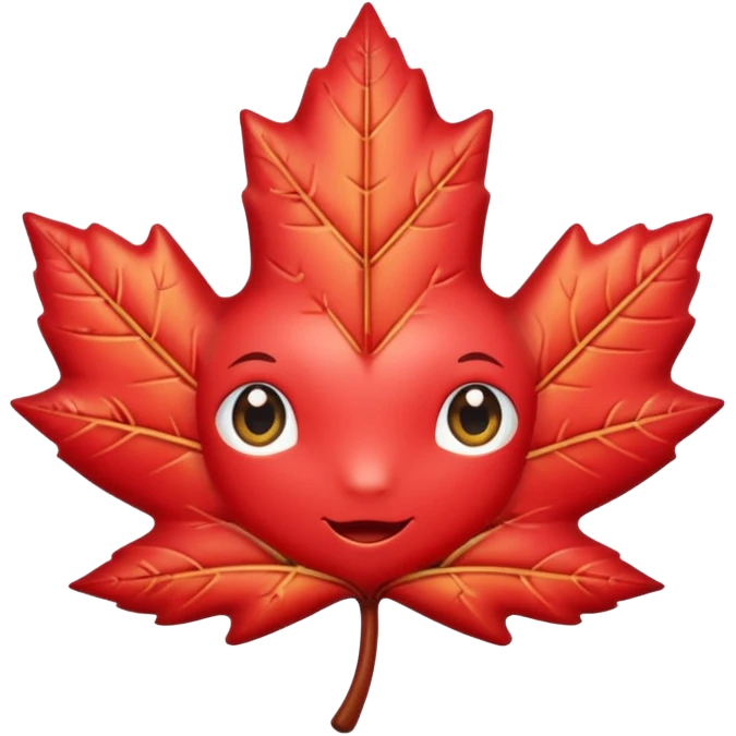 feuille d'érable, style Kawaii, yeux brillants emoji