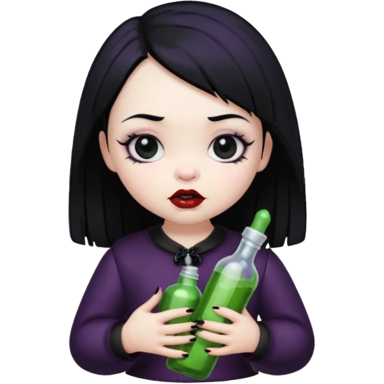 Goth baby girl with bottle emoji