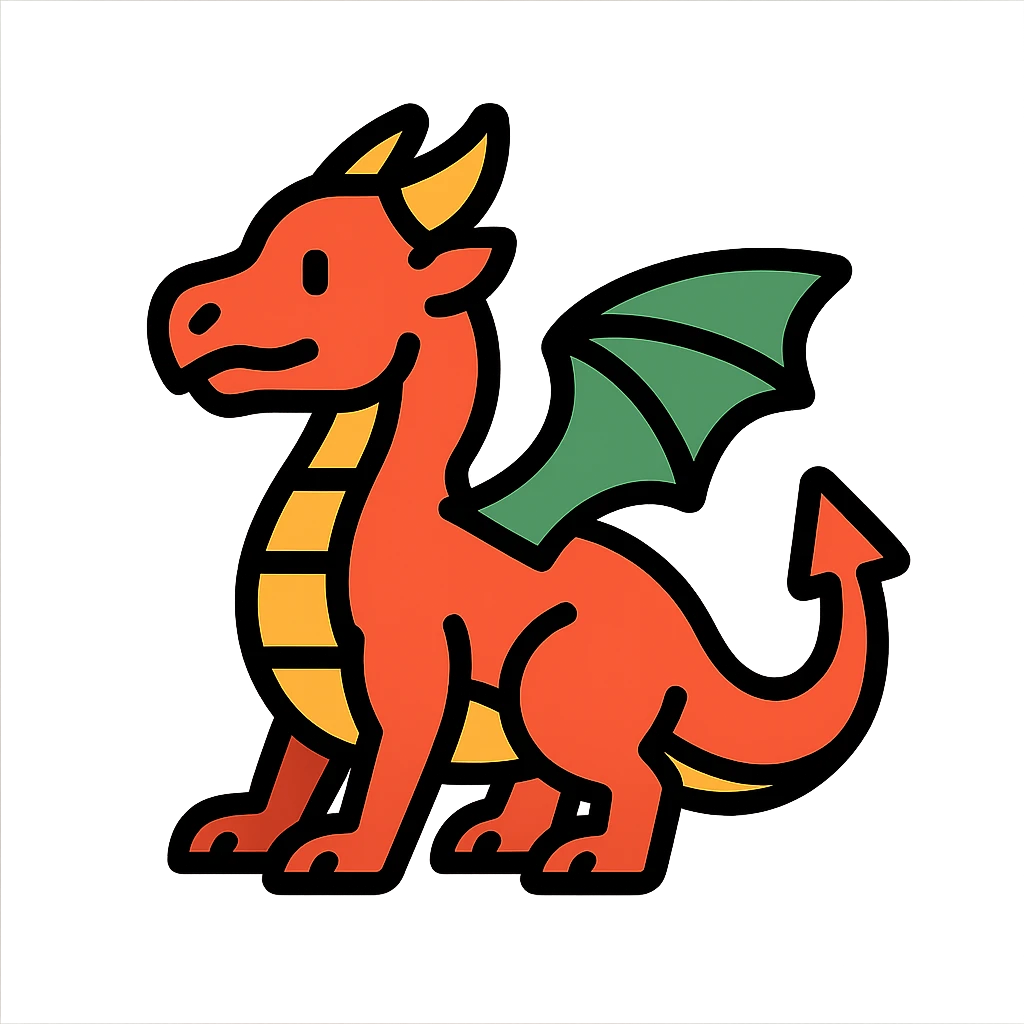 color outline icon of a dragon emoji