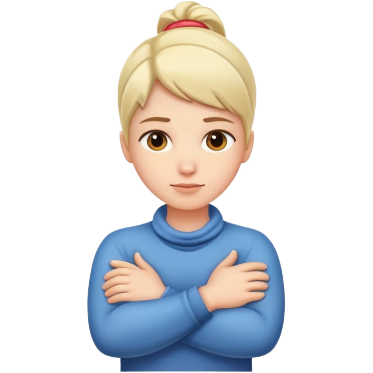 person with arms crossed around neck  emoji